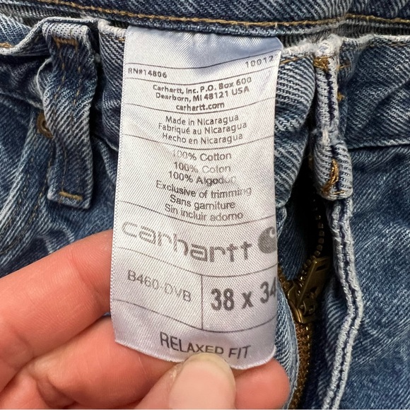 Carhartt B460 DVB Jeans Sz 38 X 33 Mens Blue Relaxed Straight Leg Cotton Denim - Picture 4 of 8